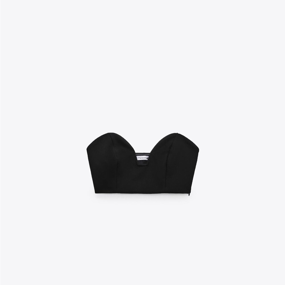 Zara black sweetheart neck crop top